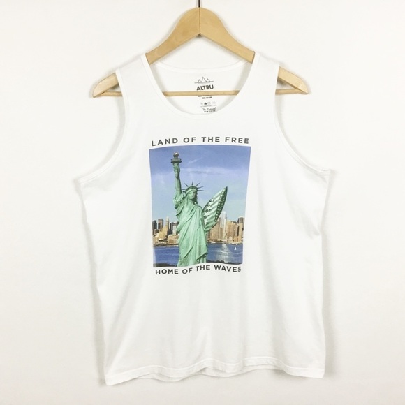 Altru Men's Graphic Tank Top " Land of the free, home of the waves" - Picture 1 of 5